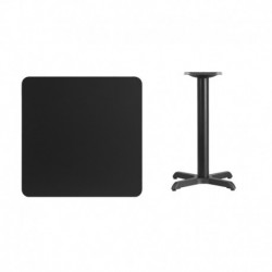 MFO 30'' Square Black Laminate Table Top with 22'' x 22'' Table Height Base