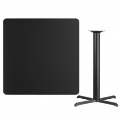 MFO 42'' Square Black Laminate Table Top with 33'' x 33'' Bar Height Table Base