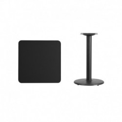 MFO 24'' Square Black Laminate Table Top with 18'' Round Table Height Base