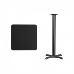 MFO 24'' Square Black Laminate Table Top with 22'' x 22'' Bar Height Table Base