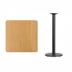 MFO 30'' Square Natural Laminate Table Top with 18'' Round Bar Height Table Base