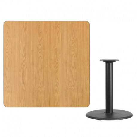 MFO 42'' Square Natural Laminate Table Top with 24'' Round Table Height Base