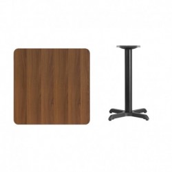 MFO 30'' Square Walnut Laminate Table Top with 22'' x 22'' Table Height Base