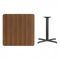 MFO 36'' Square Walnut Laminate Table Top with 30'' x 30'' Table Height Base