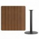 MFO 42'' Square Walnut Laminate Table Top with 24'' Round Bar Height Table Base