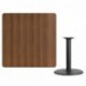 MFO 42'' Square Walnut Laminate Table Top with 24'' Round Table Height Base