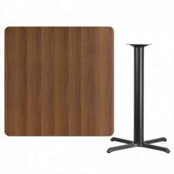 MFO 42'' Square Walnut Laminate Table Top with 33'' x 33'' Bar Height Table Base