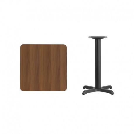 MFO 24'' Square Walnut Laminate Table Top with 22'' x 22'' Table Height Base