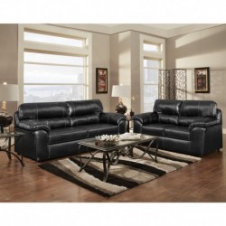 MFO Living Room Set in Taos Black Leather