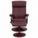 MFO Contemporary Burgundy Leather Recliner and Ottoman with Leather Wrapped Base