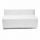 MFO Inspiration Collection White Leather Loveseat with Brushed Stainless Steel Base