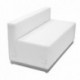 MFO Inspiration Collection White Leather Loveseat with Brushed Stainless Steel Base