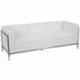 MFO Immaculate Collection Contemporary White Leather Sofa with Encasing Frame