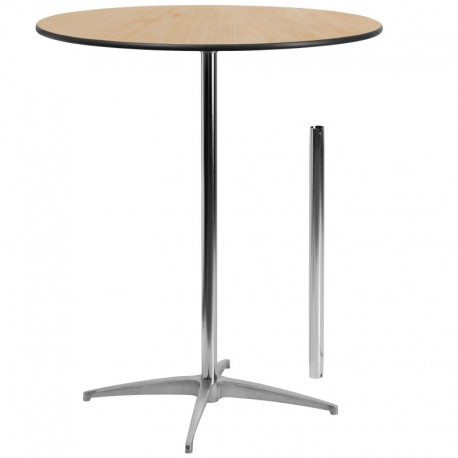 MFO 36'' Round Wood Cocktail Table with 30'' and 42'' Columns
