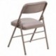 MFO Triple Braced Beige Fabric Upholstered Metal Folding Chair