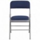 MFO Triple Braced Navy Patterned Fabric Upholstered Metal Folding Chair