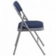 MFO Triple Braced Navy Patterned Fabric Upholstered Metal Folding Chair