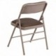 MFO Triple Braced Brown Fabric Upholstered Metal Folding Chair