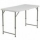 MFO 24''W x 48''L Height Adjustable Granite White Plastic Folding Table