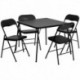 MFO 5 Piece Black Folding Card Table and Chair Set