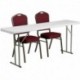 MFO 18'' x 72'' Plastic Folding Training Table with 2 Crown Back Stack Chairs