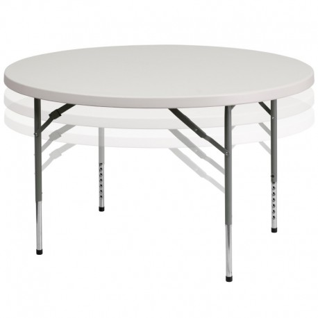 MFO 48'' Round Height Adjustable Granite White Plastic Folding Table