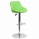 MFO Contemporary Green Vinyl Bucket Seat Adjustable Height Bar Stool with Chrome Base
