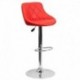 MFO Contemporary Red Vinyl Bucket Seat Adjustable Height Bar Stool with Chrome Base