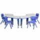 MFO Blue Trapezoid Plastic Activity Table Configuration with 4 School Stack Chairs