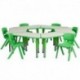 MFO Green Trapezoid Plastic Activity Table Configuration with 6 School Stack Chairs