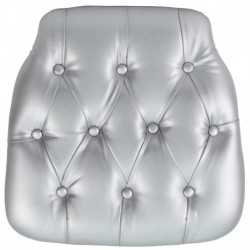 MFO Hard Silver Tufted Vinyl Chiavari Chair Cushion