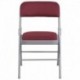 MFO Triple Braced Burgundy Patterned Fabric Upholstered Metal Folding Chair