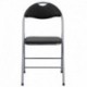 MFO Black Vinyl Metal Folding Chair with Carrying Handle