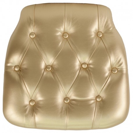 MFO Hard Gold Tufted Vinyl Chiavari Chair Cushion
