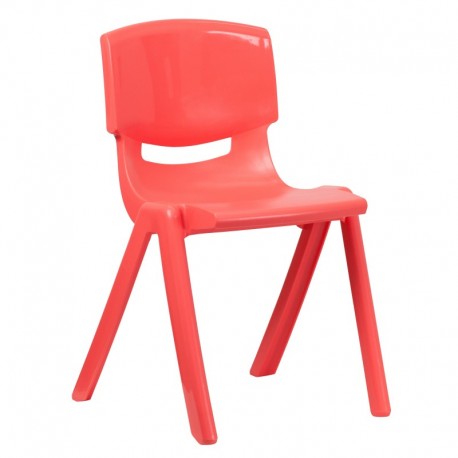 MFO Red Plastic Stackable School Chair with 18'' Seat Height