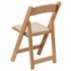 MFO Natural Wood Folding Chair with Vinyl Padded Seat