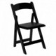 MFO Black Wood Folding Chair with Vinyl Padded Seat