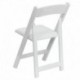MFO White Wood Folding Chair with Vinyl Padded Seat