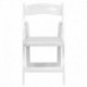 MFO White Wood Folding Chair with Vinyl Padded Seat