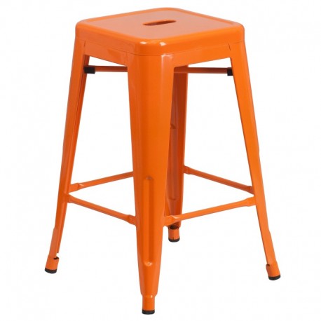 MFO 24'' Backless Orange Metal Counter Height Stool