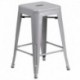 MFO 24'' Backless Silver Metal Counter Height Stool