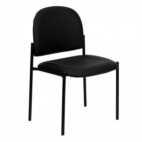 MFO Black Vinyl Comfortable Stackable Steel Side Chair