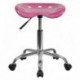 MFO Vibrant Pink Tractor Seat and Chrome Stool
