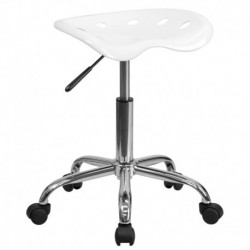 MFO Vibrant White Tractor Seat and Chrome Stool