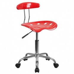MFO Vibrant Cherry Tomato and Chrome Computer Task Chair with Tractor Seat