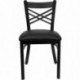 MFO Black ''X'' Back Metal Restaurant Chair - Black Vinyl Seat