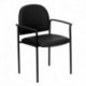 MFO Black Vinyl Comfortable Stackable Steel Side Chair with Arms