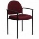 MFO Burgundy Fabric Comfortable Stackable Steel Side Chair with Arms