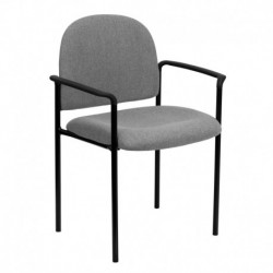 MFO Gray Fabric Comfortable Stackable Steel Side Chair with Arms