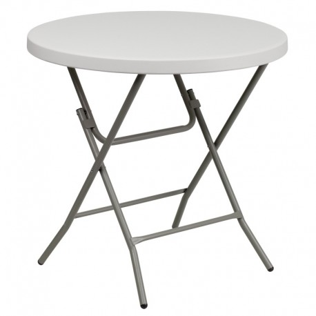 MFO 32'' Round Granite White Plastic Folding Table